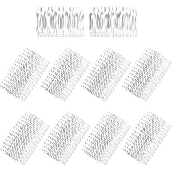 Pangda 10 Pieces Clear Hair Combs Women Hair Clip Combs 14 Teeth Plastic Bridal Wedding Veil Combs for Girl Fine Hair Styling Accessories