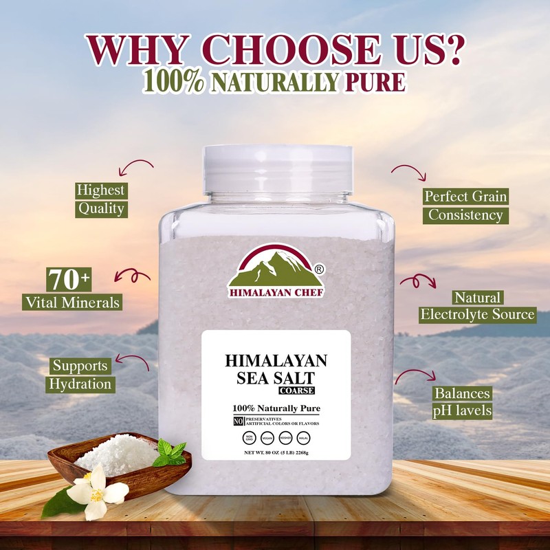 Himalayan Chef Coarse Grain Salt – 5 lb Jar for