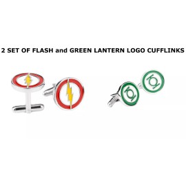 Athena 2-Pack DC Flash & Green Lantern Logo Cufflinks Groomsmen Wedding Gift US SELLER