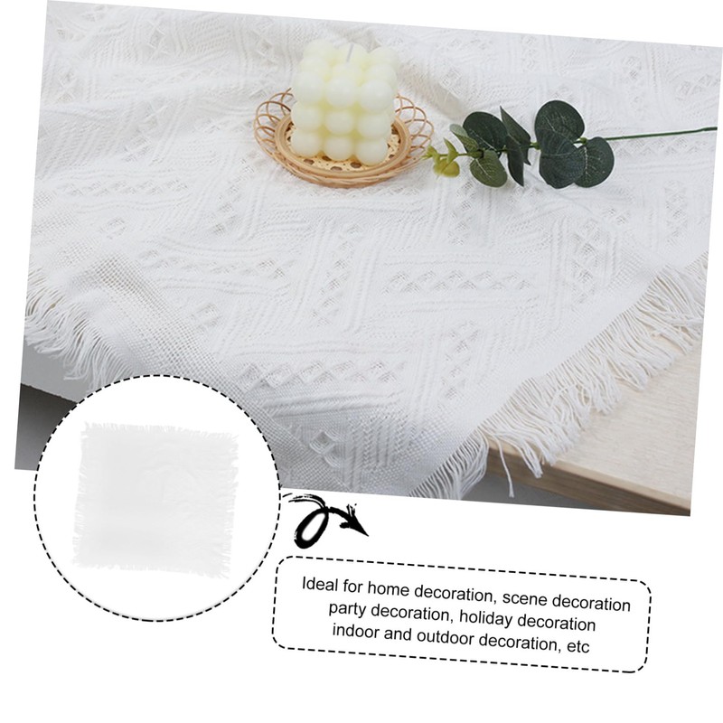CIYODO Thicken 3D Pattern Table Cover White Decorative Tablecloth for