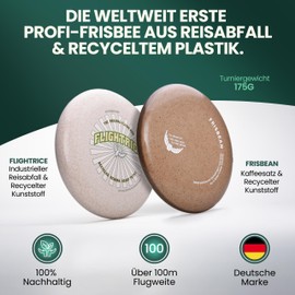 Kindskopf Flightrice - 100% Sustainable Frisbee Disc Made of Rice Husks & Recycled Plastic - Ultimate Frisbee 175 g Throwing Disc for Professionals & Families - German Innovation