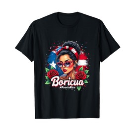 Boricua Puerto Rico Hispanic Heritage Messy Bun T-Shirt