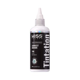 Red by Kiss Tintation Semi-Permanent Hair Color, Aloe Vera Water Based, Argan Oil, Olive Oil, Collagen & Keratin, Long-Lasting Color Dye (Darkest Brown, 5 Fl Oz)