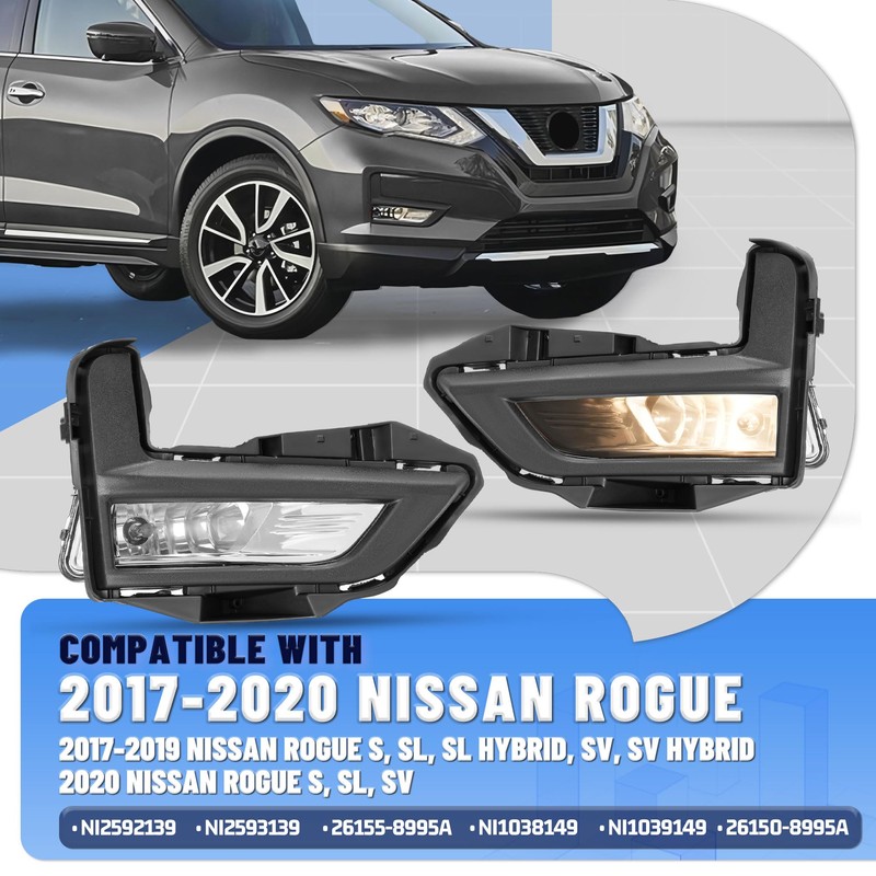 KUAFU Fog Light Kit Compatible with 2017-2020 Nissan Rogue Replacement