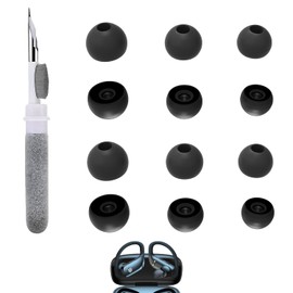 Vykyntow 6 Pairs Replacement Earbud Tips Compatible with bmani T16 Wireless Earbuds Headphones Earphones Accessories, Silicone Ear Tips, Fits in Case, S/M/L, with 3-in-1 Cleaner Kit, Black