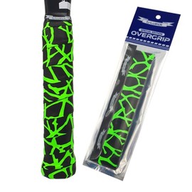 G-Lueck Overgrip for Tennis, Padel, Badminton or Squash Racket with Pattern - Non-Slip, Thin, Durable with High Grip - 0.60 mm Thickness - Grip Tape for Rackets (Black/Green)