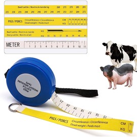 MOGOULUA Portable 250cm Pig Weight Tape Measure Animal Weight Measuring Tape 60" Cattle Waist Correspond Weight Tape Retractable Body Weight Measure Tailor Sewing Craft Cloth Dieting Measure Tape