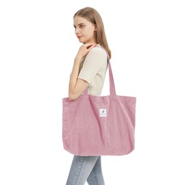 Corduroy Bag Women's Shoulder Bag Tote Bag Corduroy Women's Shopper Handbag Shoulder Bags Work Office Travel Shopping School Everyday, Pink L