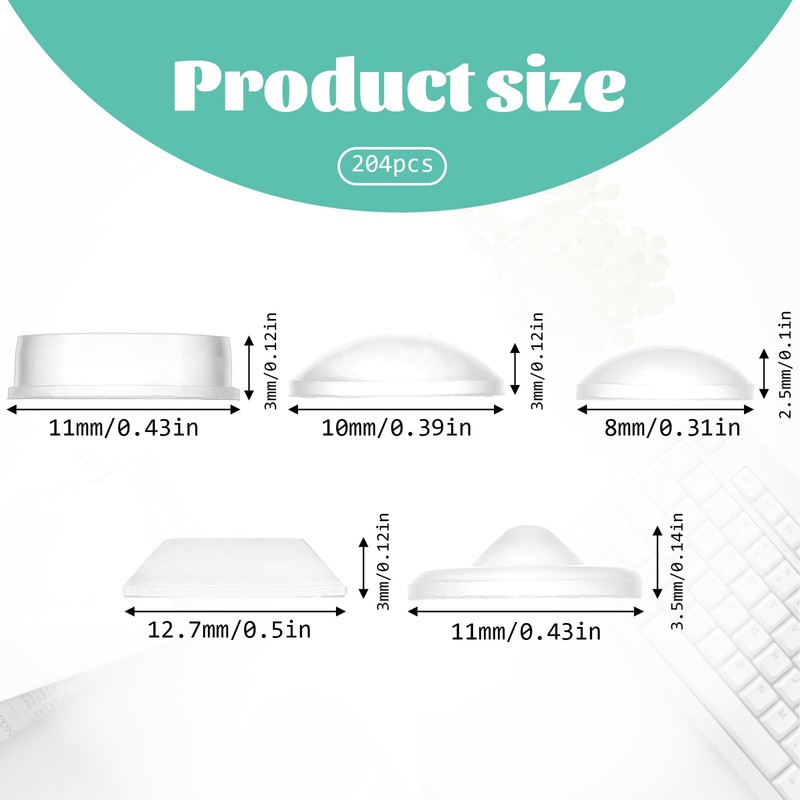 BOHUIZ 204Pcs Bump Dots for Visually Impaired, Adhesive Dot Silicone