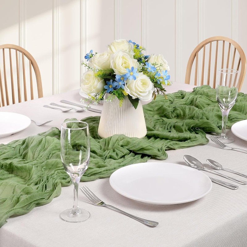 OGORI Set of 6 Table Runners Modern Tulle Light Green