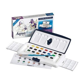 Daler-Rowney Aquafine 20 Half Pan Slider Set, Vibrant Watercolour Colours, Professional Artists