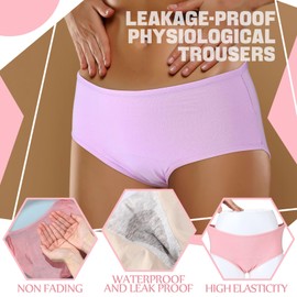 8 Pcs Leakproof Underwear for Women Leak Proof High Waisted Underwear over 60 for Incontinence Panties for Women