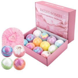 Aidejah Bath Bombs Gift Set, 12pcs, with shea Butter, Natural sea Salt, Essential Oil SPA moisturizing Skin Care, Stress Relief, Christmas, Valentine's Day, Birthday Gift, is The Best Gift for Ladies