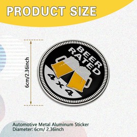 3D Metal Car Badges Emblems, Beer Badge Rated Car Emblem, 4 x 4 Metal Automotive Badge, Round Emblem Decals, Auto Exterior Emblems Badge Compatible with Jeep Wrangler Vehicles Trucks SUV