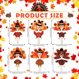 Memorywuu 24 Sets Thanksgiving Turkey Craft Wooden Spoon Turkey Craft Kit Make Your Own Turkey DIY Art Craft Thanksgiving Decor for Home Kindergarten Preschool Autumn Holiday Classroom Party Favors