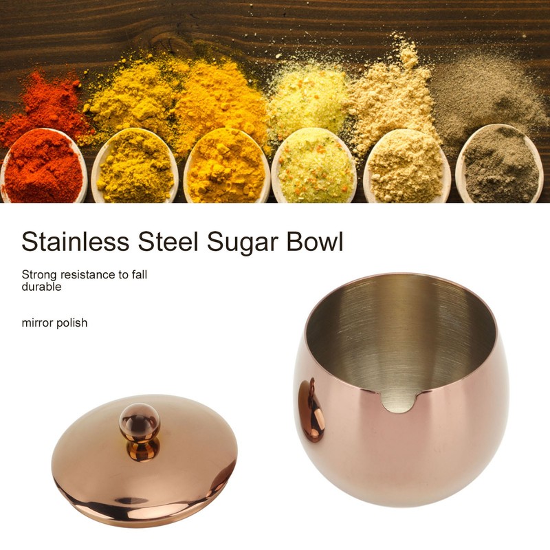 Large Stainless Steel Sugar Bowl Spice Jar With Lid Storage