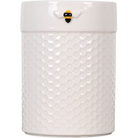 RA-HOMESTORE® New Simple Embossed Ceramic Honeycomb Utensil Pot with Vibrant Hand Painted Bee, Charming Pot (14cm)