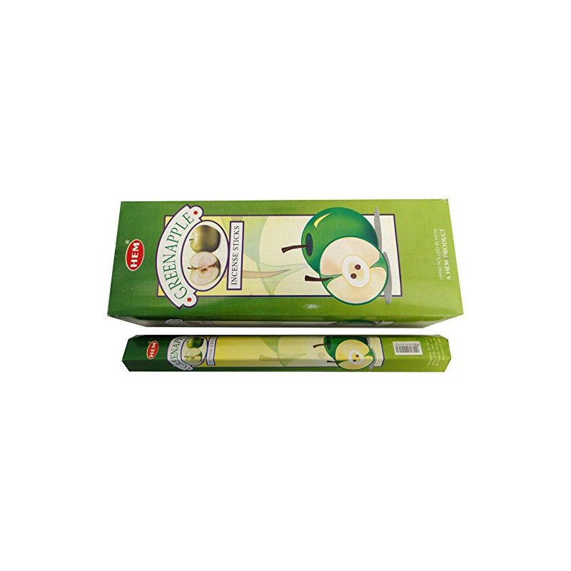 NEW: HEM "GREEN APPLE" HEXA INCENSE STICKS, 6 PACKS X
