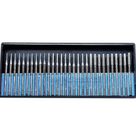 Drilax 1mm 2mm 3mm Diamond Drill Bits for Glass, Stone, Sea Glass, Shells, Jewelry Making, Gemstones - 30pc Mix Set Compatible with Dremel Standard Shank