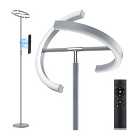 SIBRILLE Silver Floor Lamps for Living Room, Stepless Dimmable Standing Lamp with Touch Remote Control, 22W Rotatable LED Floor Light Tall Uplighter for Bedroom Office, 69'' Modern Room Light