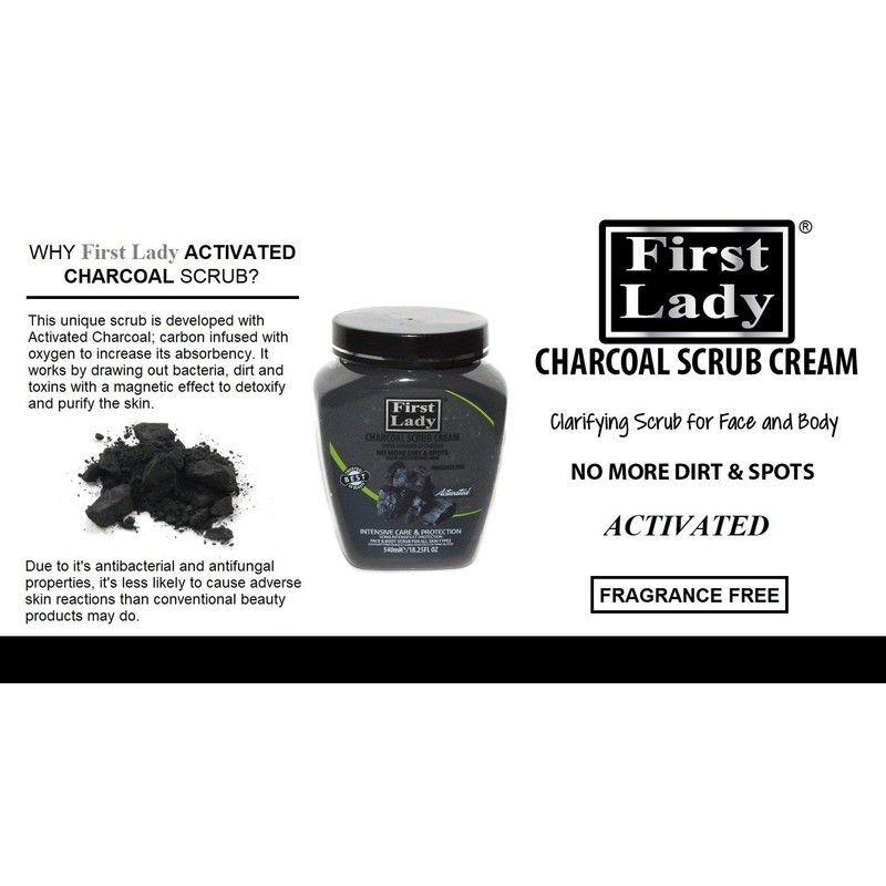 First Lady Activated Charcoal Scrub Cream 540ml - No more