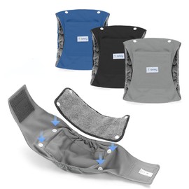 Teamoy Belly Bands for Male Dogs with Removable Pads, Reusable Washable Puppy Dog Diaper Wraps with Gray Lining(Pack of 3),S