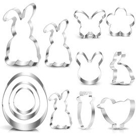 Ausstecher Ostern, Plätzchen Ausstecher Ostern, 12 Stück Ausstechformen Ostern Set, Keksausstecher Ostern für Backen, Hase, Karotte, Küken, Ei, Häschenkopf, Blume, Schmetterling
