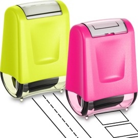 Nezyo 2 Pcs Teacher Stamps Square Grids & Dashed Lines Refillable Self Ink Writing Practice Roller Stamp for Handwriting Math Fractions Classroom Home Office School Teacher Supplies