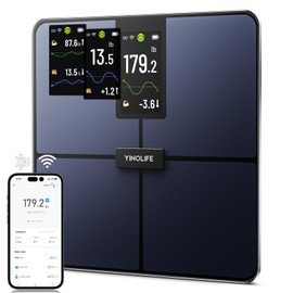 YINOLIFE Smart Scale for Body Weight, 4.3" Color Display Digital Weight Scale, High Precision Wi-Fi Bathroom Scale with BMI, Body Fat, Muscle Mass, 20 Body Composition Scale Sync App, 400 lbs, Black