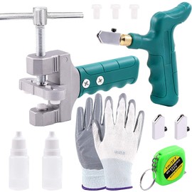 Swpeet 12Pcs 2 in 1 Glass Tile Cutter Tool Kit, Including Glass Breaking Pliers and Glass Cutter, Mirror Cutting Kit, Glass Running Pliers Ceramic Cutting Tool for Easy Glide Glass & Tile Cutter