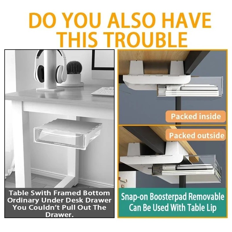 Closiq Desk Drawer Organizer – Self Adhesive Hidden Compartments for