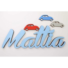 Name sign for Kids, Cars Wall Decor for Boys, Door Name plaques for children, Birthday Name