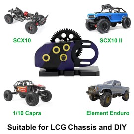 AMK 1/10 Transmission, 2Low Differential Gearbox with Skid Plate SCX10 Transmission for LCG Chassis Kit 1/10 RC Crawler Axial SCX10 II DIY LCG Chassis SCX10 Upgrades (Purple & Black)