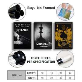 Set of 3 inspirational Wall art, Chalkboard motivational Wall art,Classroom Teens Bedroom Office,TAKE THE RISKOR LOSE THE,MINDSET Unframed 8x12in