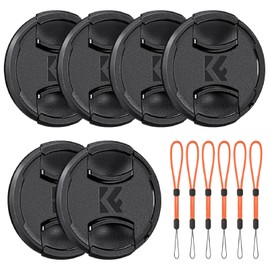 K&F Concept Lens Cap, 3.2 inches (82 mm), Set of 12 (In-house Development), 6 Lens Caps + 6 Anti-lost Straps, Lens Protect Cap, Inner Type, One Touch
