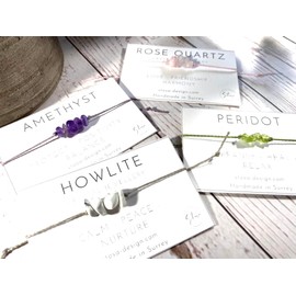 Stosa - Crystal String Bracelet, Crystal String Anklet, Crystal Friendship Bracelet - Handmade (Howlite)