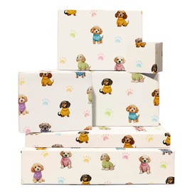 CENTRAL 23 Dog Wrapping Paper - 6 Sheets Of Gift Wrap - Puppies In Sweater - Paw Print - For Dog Lovers Dog Mom Dad - For Birthday Christmas Anniversary - Comes With Stickers
