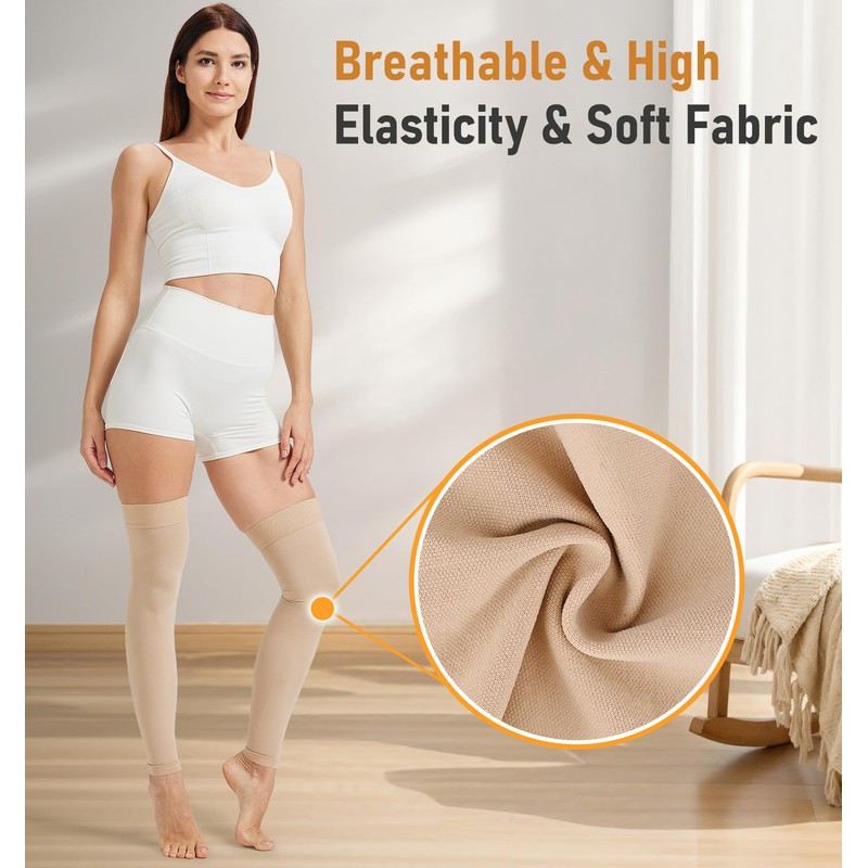 NURCOM 15-20 mmHg Compression Stockings for Women & Men, Footless