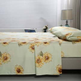 SDIII 4PCS Sunflower Sheets Set Twin for Girls Boys Kids and Teens, Soft Microfiber Yellow Floral Bed Sheets, Deep Pocket Sunflower Bedding Sheet