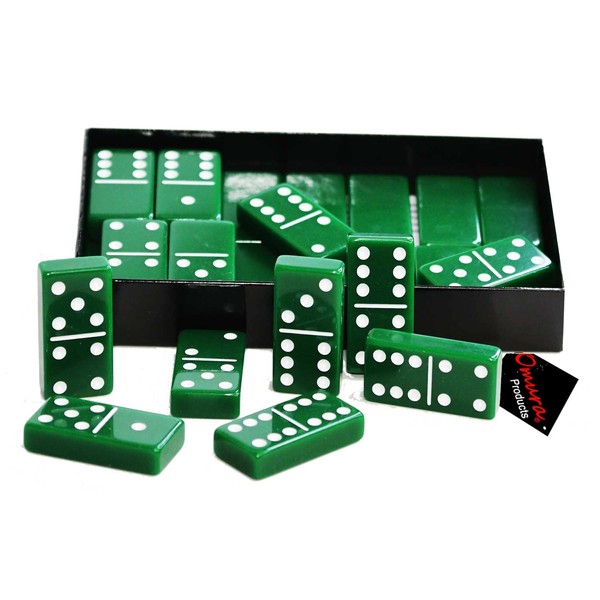 Omura Games | Acrylic Double 6 Jumbo Dominoes Games Set | Color: Emerald