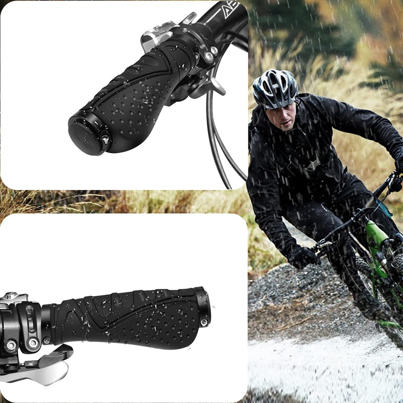 HNOOM Bike Handlebar Grips Non-Slip Rubber Bike Grips with Aluminum