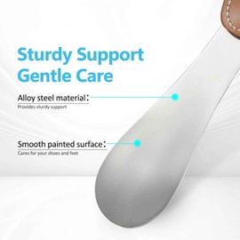 DPWOUM 1Pcs Metal Shoe Horn Foldable Shoe Horns Mini Travel Shoehorn Stainless Steel Shoe Spoon with Leather Holster and Keychain for Men Women