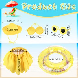 Anglekai Summer Porch Goose Outfits, Decorative Outdoor Goose Costume Clothes for Lawn, with Sunglasses/Swimming Ring/Hat/Skirt