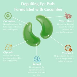 SpaScriptions Hydrogel Cucumber Under Eye Patches - Cooling Hydrating Eye Masks for Dark Circles, Puffiness and Wrinkles, Depuffing Gel Eye Pads for Women for Refreshing Daily Skin Care, 4 Pairs