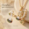 Collar Para Mujer Bano Oro 14k Dije Colibri Moissanita Multi