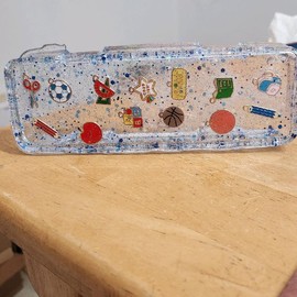 Multicolor Blue School Day Pencil Box for Office Stationery and Supplies - Color: Multicolor Purple School Days Charm Pencil Box