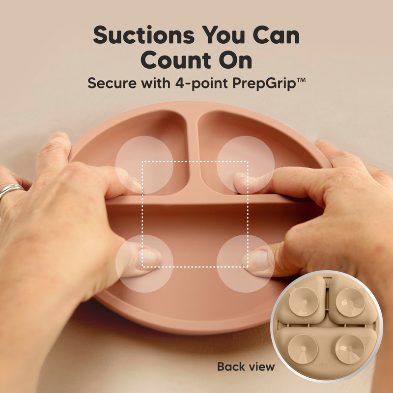 KeaBabies Suction Plates with Lids for Baby, 3pk 100% Silicone
