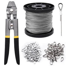 328ft 1/16" Wire Rope Crimping Tool Kit | for Railing, Decking, Picture Hanging