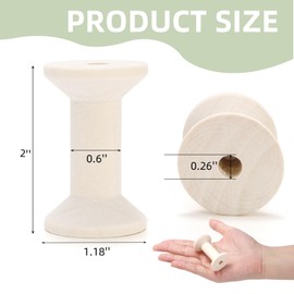 WRINGKIT 50 Pieces Wooden Spools for Crafts, 2 Inch Empty Natural Wood Thread Spools Bulk, Wood Ribbon Spools for Organizing Cord Twine Ribbon, Arts DIY, Textile Wire Weaving, Wood Projects