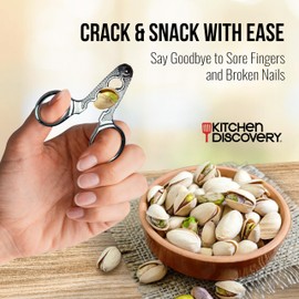 No Crush Pistachio Cracker – Kitchen Discovery – Easy to Use Nutcracker Tool for Small Nuts and Seeds – 3 Size Holes for Splitting Pistachios, Sunflower Seeds, Pumpkin Seeds, and Peanuts